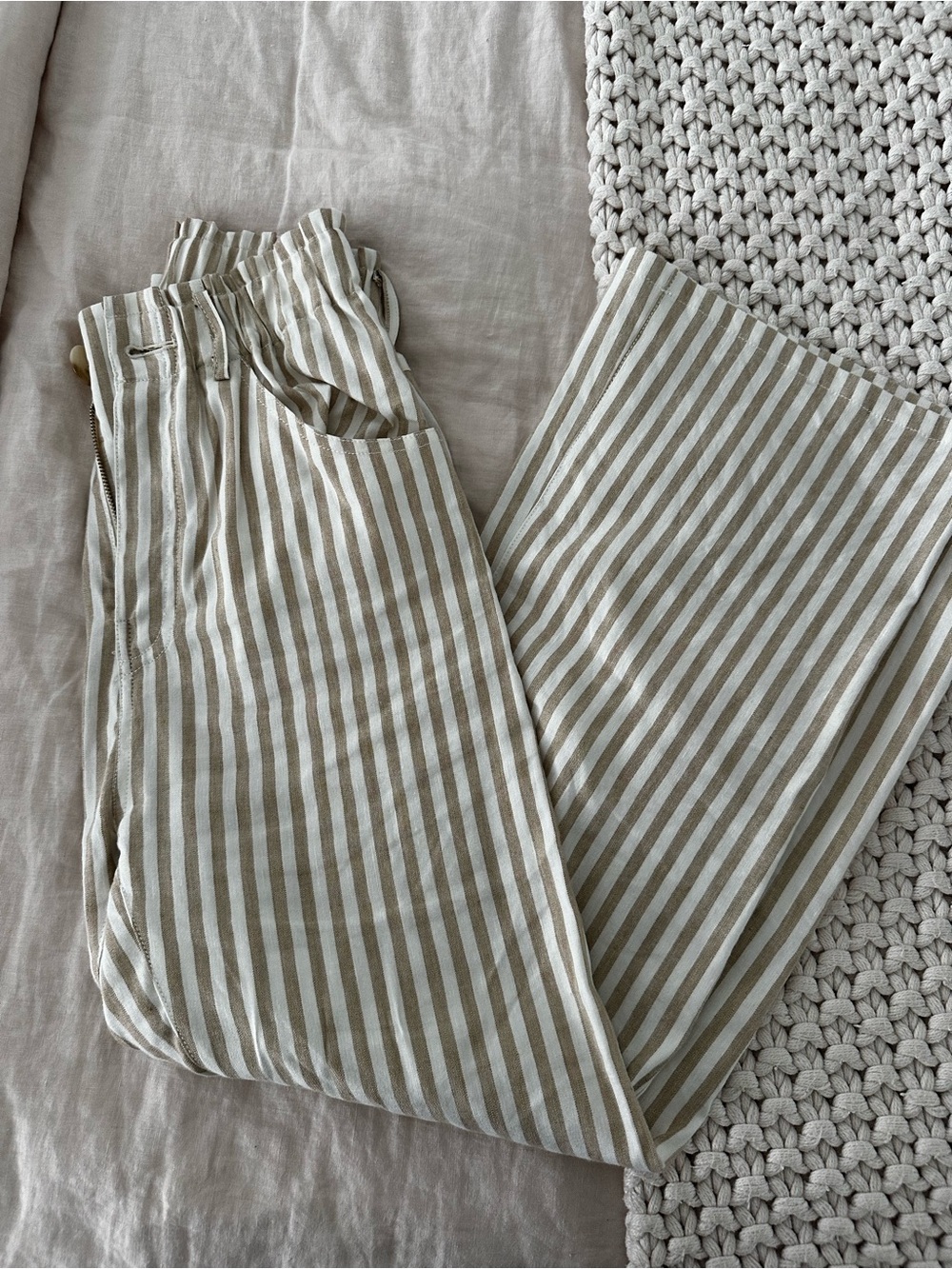 Emerson Fry Striped Pull-On Pants - Cream & Tan